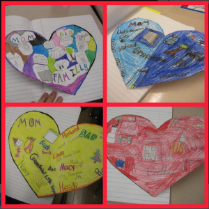 Four heart maps in a square.