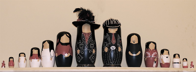 White Stripes Nesting Dolls