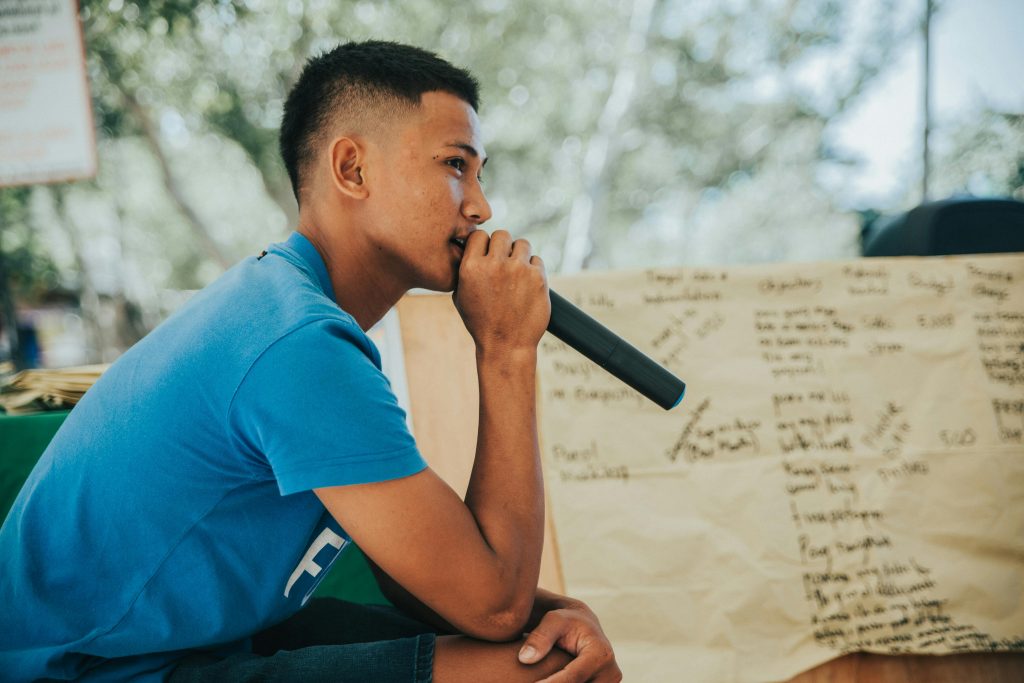 Man holding microphone