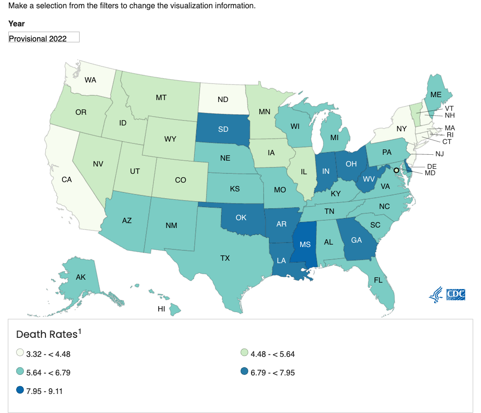 2022 Infant Mortality Rates by State