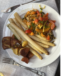 The custom of eating white Spargel (asparagus) in some areas in Germany in the end of May