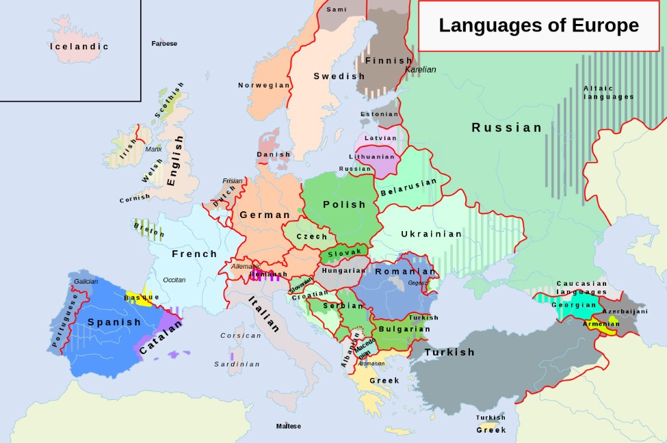 Language culture map of Europe