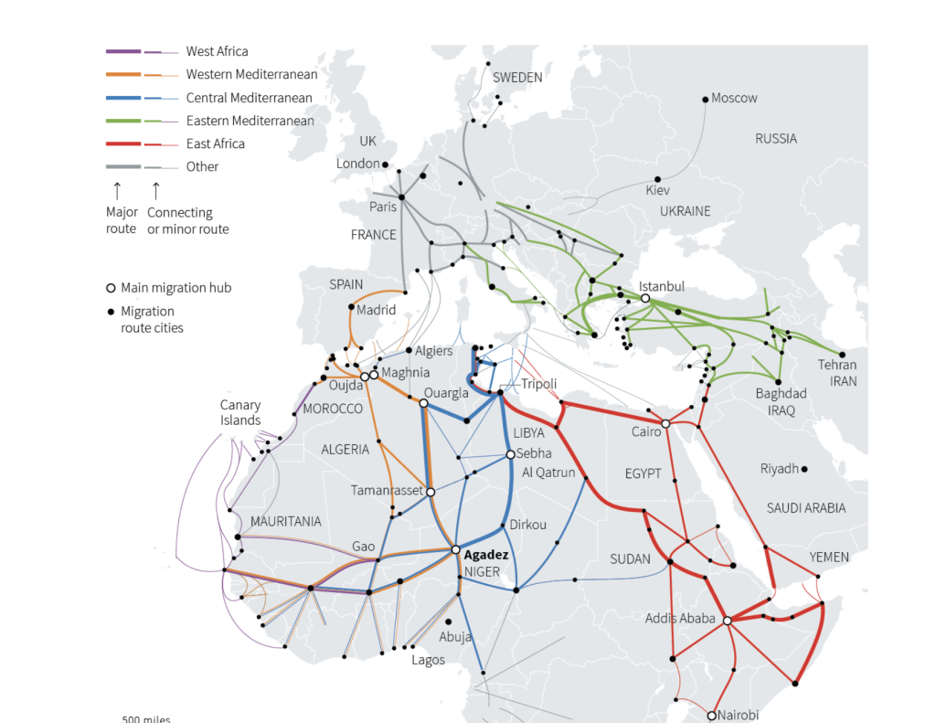 Migration Routes into Europe Map