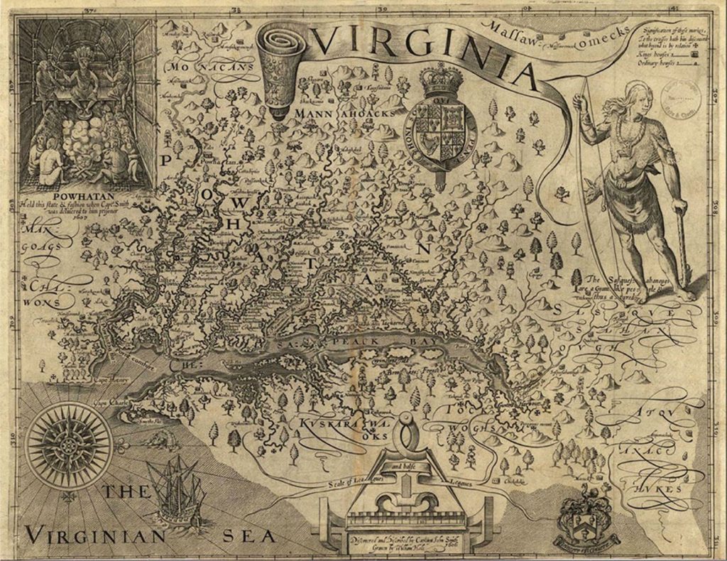 John Smith’s famous map of Virginia (1622)