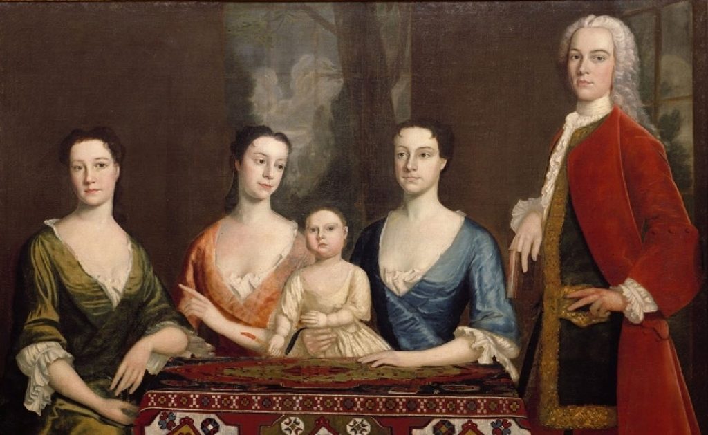 portrait of Isaac Royall and his family from 1741 by Robert Feke