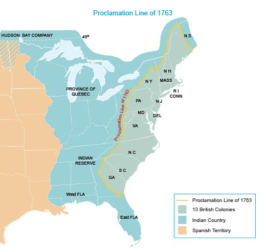 Mapy showing Proclamation Line of 1763