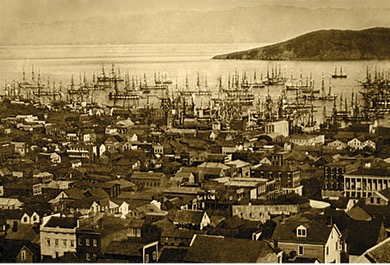 Daguerreotype of San Francisco port in January 1851