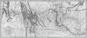 1814 map of Lewis and Clark’s path across North America from the Missouri River to the Pacific Ocean