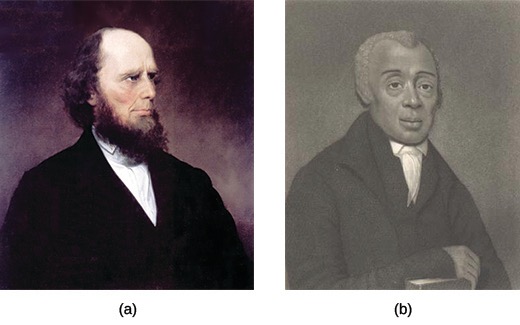 Portraits of two Great Awakening ministers (a) Charles Grandison Finney and (b) Richard Allen