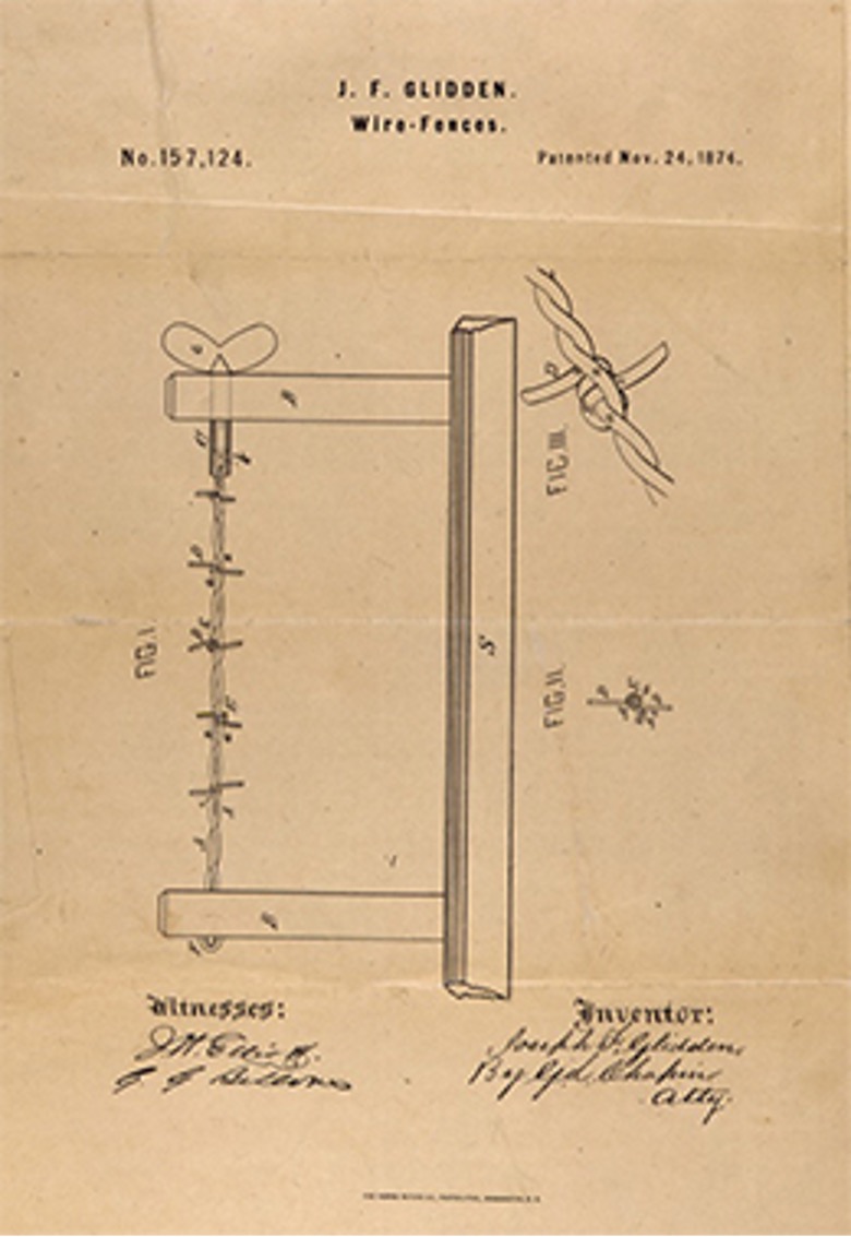 Patent drawing of barbed wire