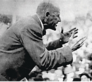 Photograph of Eugene Debs exhorting a crowd.