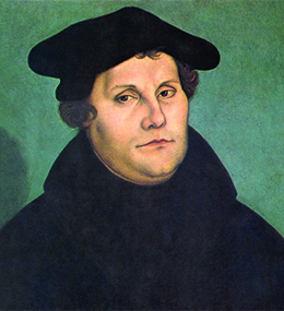 Portrait of Martin Luther, a German Catholic monk who aided in ignited the Protestant Reformation.