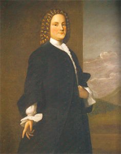 Portrait of a 40-year old Benjamin Franklin.